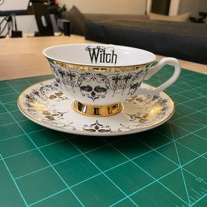 Miss Havisham's Curiosities - Witch Porcelain Teacup Set - White & Gold